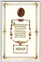 Birthday Greeting Postcard Birthstone Bloodstone March Poem Vintage Jewel Unused - £12.61 GBP