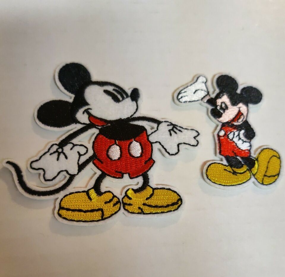 Set Of Two 2-3" Walt Disney Mickey Mouse Embroidered Iron On Patches - $8.90