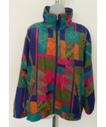 Vintage EVR Jacket Multicolor Red Blue Gold Abstract Print Lightweight B... - $53.91 CAD