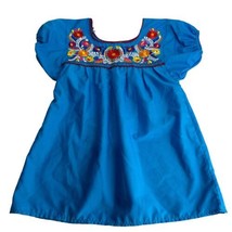 Handmade Embroidered Floral blue peasant top Size M - £22.58 GBP