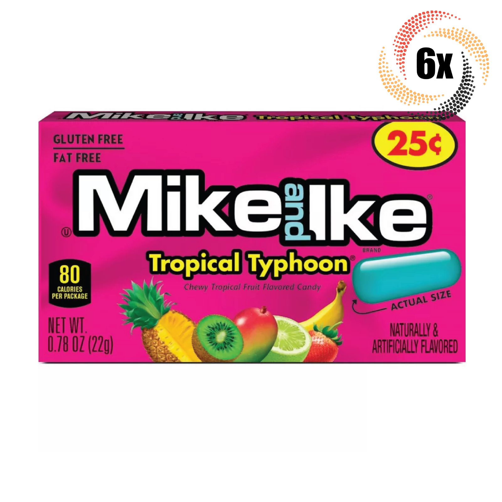 Primary image for 6x Packs Mike & Ike Tropical Typhoon Chewy Candy | .78oz | Fat & Gluten Free
