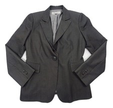Tahari Women&#39;s Blazer Jacket Gray Pinstripe Size 4 Lined Single Button - $4.99