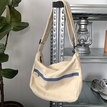 Classic Canvas Men Shoulder Bag Simple Zipper Closure School Handbag Crossbody - £22.01 GBP
