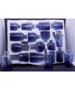 Set of 18 Cobalt Blue Glass Bud Vases Vintage‑Style Embossed Mini Vases - $38.60