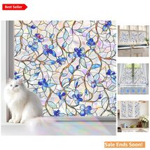Elegant Blue &amp; Green Static Cling Window Film for Privacy &amp; Sunlight (78... - $59.35