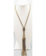 Chico&#39;s Art Deco Crystal Fringe Bronze Tassels Long 28.5&quot; Great Gatsby N... - €15,45 EUR
