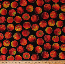 Red Apples Fruit Food Autumn Kitchen Country Cotton Fabric Print BTY D368.10 - £9.45 GBP