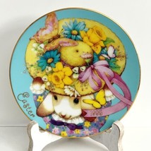 1995 Avon Porcelain 22K Gold Trim Decorative Plate 5&quot; w/Stand My Easter Bonnet - £15.74 GBP