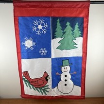 Garden Yard Flag Banner Cardinal Snowman Christmas Tree 38.5x27.5 Winter Jetmax - £6.18 GBP