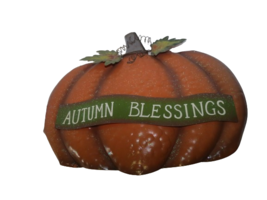 Autumn Blessings 16&quot; x 13&quot; Pumpkin Fall Wall Decor Hanging Sign Tin Metal - £11.59 GBP