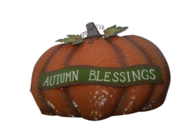 Autumn Blessings 16&quot; x 13&quot; Pumpkin Fall Wall Decor Hanging Sign Tin Metal - £11.85 GBP