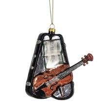 Midwest-CBK Violin in instrument case Hand blown Glass Ornament Black Brown 4.5 - £7.65 GBP