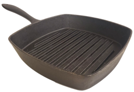 LENOX 10&quot; Square CAST IRON GRILL PAN FRYING SKILLET (With Handle) RARE C... - $109.99