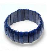 Rounded Rectangular Natural Lapis Lazuli Stretch Bracelet - £47.27 GBP
