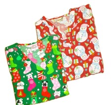 Christmas-Themed Scrub Tops Medium Lot Of 2 Green &amp; Red Luv Scrubs Peppe... - $15.84