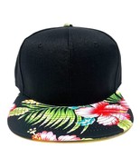 BLACK CROWN HIBISCUS FLORAL HAWAIIAN PRINT SNAPBACK HAT CAP FLAT BILL RE... - €11,54 EUR