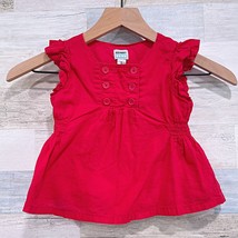 Old Navy Ruffle Sleeve Peplum Blouse Red Cotton Casual Toddler Girl 2T - $12.86