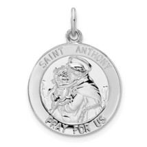 Sterling Silver Rhodium-plated Saint Anthony Pray For Us 18.3mm Medal Pendant - £34.41 GBP