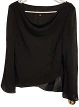 Studio 1 12 Y2K Asymmetrical Beaded Embroidered Top Whimsical Whimsigoth Black - £20.78 GBP