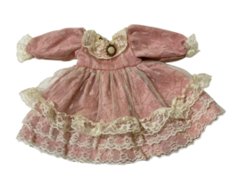 Doll Dress Dusty Pink Mauve Cream Lace 3 Tier Victorian Handmade Cottage Core 8&quot; - £20.99 GBP