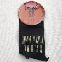 Houston Livestock Show And Rodeo Pin Ribbon Commercial Exhibitor 1985 Texas - £14.95 GBP