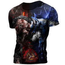 Viking tattoo son of valhala t shirts Men Steampunk 3D O-neck quick-drying 3 - £8.00 GBP