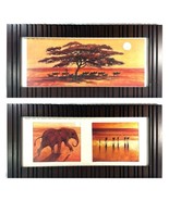 Set Of Two Framed Art Prints Animals Desert Sahara Sunset 11.5x23.5” - $91.63 CAD
