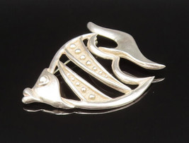 925 Sterling Silver - Vintage Carved Beaded Fish Cutout Brooch Pin - BP9571 - £91.96 GBP