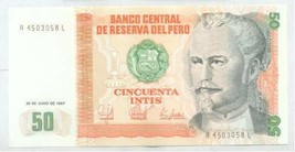 1987 Uncirculated - Peru 50 Intis - Crisp - South America Note - $10.95