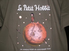 Tee Fury Hobbit Youth Small &quot;Le Petit Hobbit&quot; Frodo Little Prince Mash Up Green - £10.39 GBP