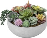 Mygift 8-Inch Faux Succulent Arrangement, Assorted Fake Plant In Gray Co... - $48.99