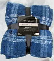 At Home Printed Sherpa Throw Blue Plaid 50”x60” Reversible by Rite Aid - £31.96 GBP