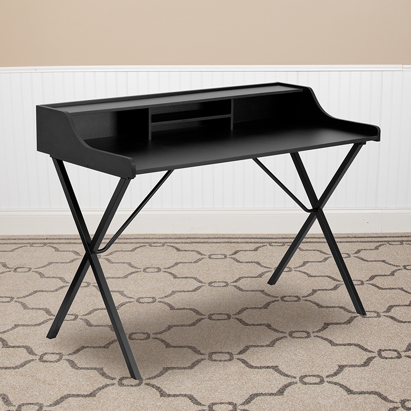 Black Top Shelf Computer Desk NAN-2124-GG