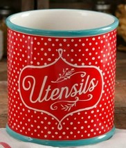 Pioneer Woman ~ Flea Market ~ Red Polka Dot ~ Stoneware ~ Utensil Holder... - $26.18