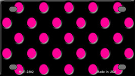 Hot Pink Polka Dots Black Novelty Mini Metal License Plate Tag - £12.02 GBP