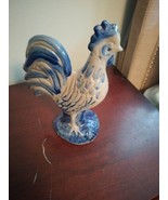 Vintage Pottery Rooster Blue White Kitchen Decor Birds Country Cottage - £13.80 GBP