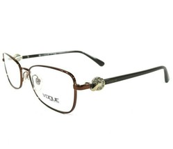 Vogue Eyeglasses Frames VO3945-B 811 Brown Gold Rhinestones Wire Rim 53-17-135 - £29.25 GBP