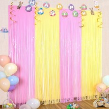 3Pack Easter Theme Foil Fringe Curtains Easter Party Decorations 3.3x8.2... - $12.59