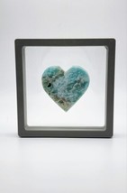 Hemimorphite Heart, Hand Carved Blue Heart, Free Floating Frame, Gifting... - $32.71