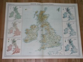 1922 Map Of Great Britain Scotland Wales Ireland Climate Vegetation - £18.62 GBP