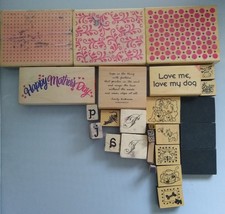 Large Lot of Rubber Stamps Card Making Supplies Dogs Letters Background - £30.56 GBP