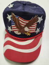 Vintage American Flag Hat Cap Snap Back made by NISSUN - £9.72 GBP