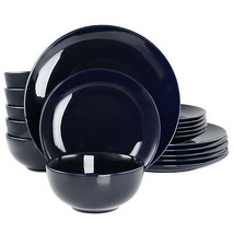 Elama Luna 18 pc Porcelain Dinnerware Set in Dark Blue - £59.99 GBP