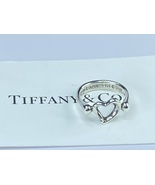 Tiffany Elsa Peretti Sterling Silver Open Heart Ring sz4 2.4gm JR7893 - £79.03 GBP