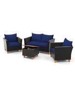 4 Pieces Outdoor Conversation Set with Storage Coffee Table-Navy - Color... - $689.75 CAD