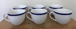 Set Lot 6 Williams Sonoma Brasserie Porcelain Japan Blue Tea Cups Coffee... - $86.99