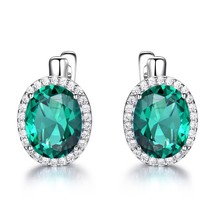 Nano Sky Blue Topaz Gemstone Clip Earrings For Women Genuine 925 Sterling Silver - £28.50 GBP