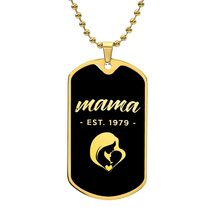 Mama, Est. 1979 v2-18k Gold Finished Luxury Dog Tag Necklace - £47.36 GBP