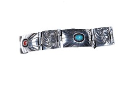 Vintage Tommy Jackson Navajo Sterling multistone Overlay Style bracelet - £232.72 GBP