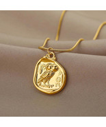 Bohemian Carved Owl Choker Necklace  Vintage Coin Pendant - $49.30 CAD